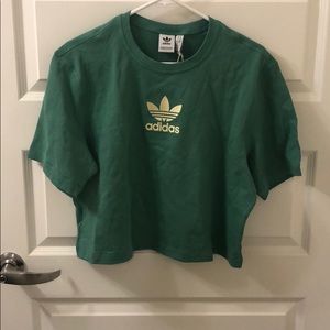 Teal adidas crop top